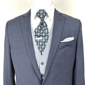 Palio Black‎ and Blue Patterned Silk Tie 3.75 x 59